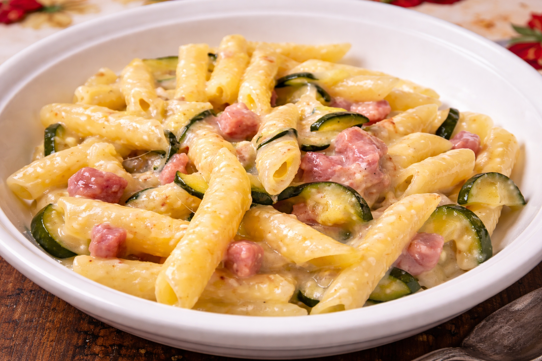 Pasta zucchine e pancetta risottata con Bimby